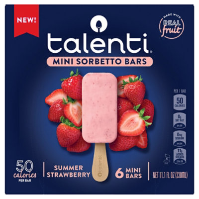 Talenti Strawberry Sorbetto Ice Cream Novelties Bar - 6 Count - Image 1