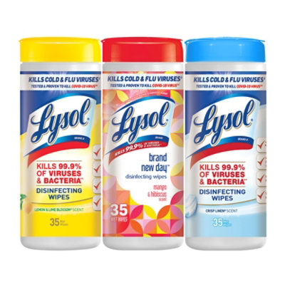 Lysol Lemon And Lime Blossom Mango And Hibiscus Disinfecting Wipes - 3-35 Count - Image 2