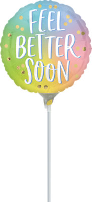 4 Inch Get Well Air Filled Balloon In Stick - Each - Image 1