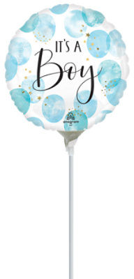 Baby Boy Balloon Air Filled Stick 4 Inch - Each - Image 1