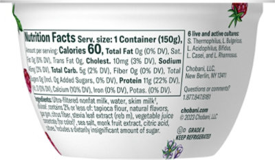 Chobani With Zero Sugar Raspberry Greek Yogurt - 5.3 Oz.. - Image 7