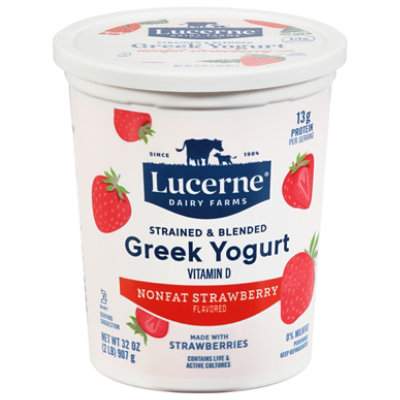 Lucerne Non Fat Strawberry Greek Yogurt - 32 Oz