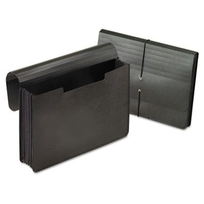 Pendaflex Expanding Portfolio, 5.25" Expansion, 1 Section, Elastic Cord Closure, Legal Size, Black - Image 1