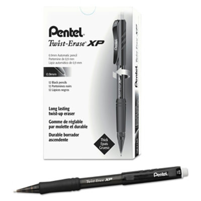 Pentel Twist-Erase EXPRESS Mechanical Pencil, 0.9 mm, HB (#2), Black Lead, Black Barrel - 12 Count - Image 1