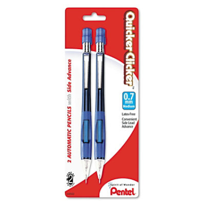 Pentel Quicker Clicker Mechanical Pencil, 0.7 mm, HB (#2), Black Lead, Blue Barrel - 2 Count - Image 1