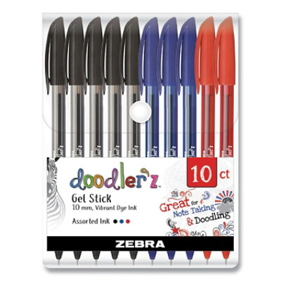 Zebra Doodler'z Gel Pen, Stick, Bold 1 Mm, Assorted Ink And Barrel Colors - 10 Count - Image 1