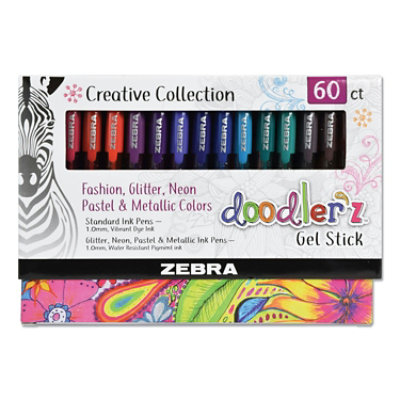 Zebra Doodler'z Gel Pen, Stick, Bold 1 Mm, Assorted Ink And Barrel Colors - 60 Count - Image 1