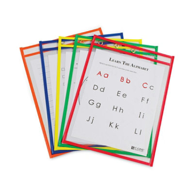 C-Line Reusable Dry Erase Pockets, 9 X 12, Assorted Primary Colors - 10 Count - Image 1