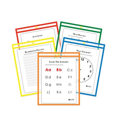 C-Line Reusable Dry Erase Pockets, 9 X 12, Assorted Primary Colors - 25 Count - Image 2