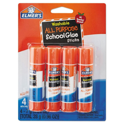 Elmer's Washable School Glue Sticks, 0.24 Oz, Applies And Dries Clear - 4 Count - Image 1
