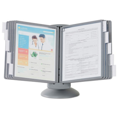 Durable Sherpa Motion Desk Reference System, 10 Panels, Gray Borders - Image 1