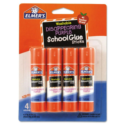 Elmer's Washable School Glue Sticks, 0.24 Oz, Applies Purple, Dries Clear - 4 Count - Image 1