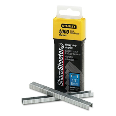 Stanley Sharpshooter Heavy-Duty Tacker Staples, 0.25" Leg, 0.5" Crown, Steel - 1,000 Count - Image 1