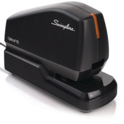 SwinglineÂ® Optima 50 Electric Stapler, 50-Sheet Capacity, Black/Orange - Image 1