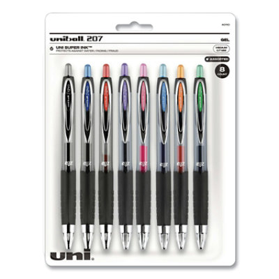 uniball Signo 207 Gel Pen, Retractable, Medium 0.7 mm, Assorted Ink and Barrel Colors - 8 Count - Image 1