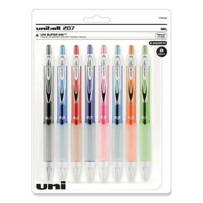 uniball Signo 207 Gel Pen, Retractable, Medium 0.7 Mm, Assorted Ink And Barrel Colors - 8 Count - Image 1