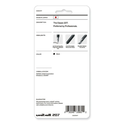 uniball Signo 207 Gel Pen, Retractable, Medium 0.7 mm, Black Ink, Smoke/Black Barrel - 4 Count - Image 2