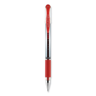 uniball Signo GRIP Gel Pen, Stick, Medium 0.7 mm, Red Ink, Clear/Red/Silver Barrel - 12 Count - Image 2
