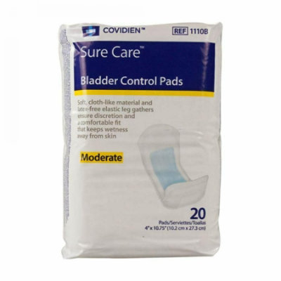 Sure Care Bladder Control Pads, Moderate Absorbency, White, Adult, Unisex, Disposable, 4 X 10-3/4 Inch, 120 Count - Image 1