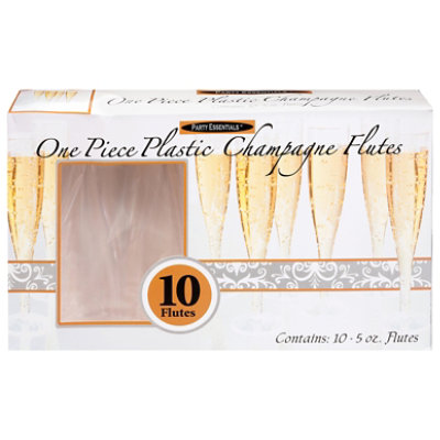 Party Essentials One Piece Plastic 5 Oz Champagne Flutes - 10 Count - Image 1