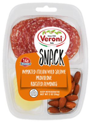 Veroni Pre-sliced Salame W/ Provolone & Almonds - 2 Oz - Image 1