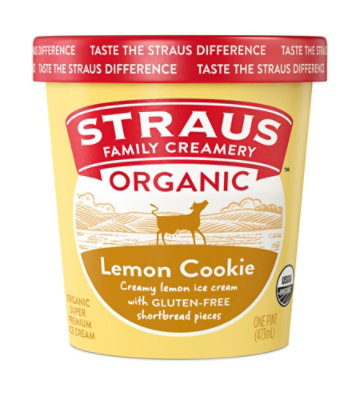 Straus Organic Lemon Cookie Ice Cream - 1 Pint - Image 1