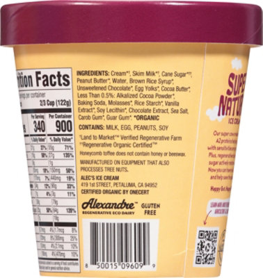 Alecs Ice Cream Peanut Butter Fudge Honeycomb Organic - 14 Fl. Oz. - Image 6