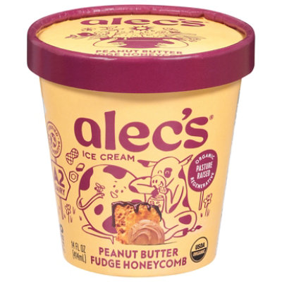 Alecs Ice Cream Peanut Butter Fudge Honeycomb Organic - 14 Fl. Oz. - Image 1
