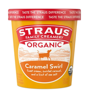 Straus Ice CrEachm Caramel Swirl Organic - 1 PT - Image 1