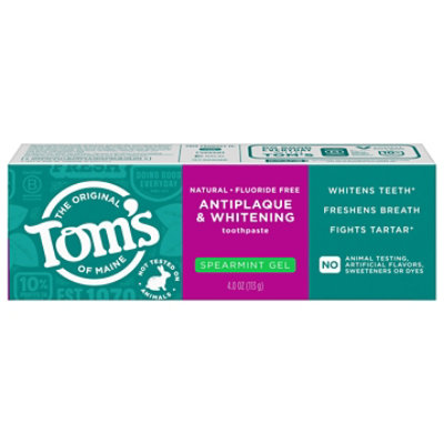 Toms Antiplaque Plus Whitening Spearmint Gel Toothpaste - 4 Oz. - Image 3