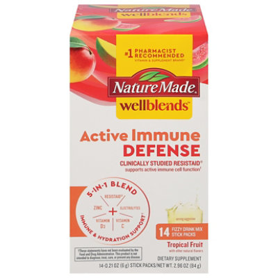 Nature Made Wellblends Active Immune Defense Fizzy Drink Mix Tropical Fruit - 14 Count - Image 3