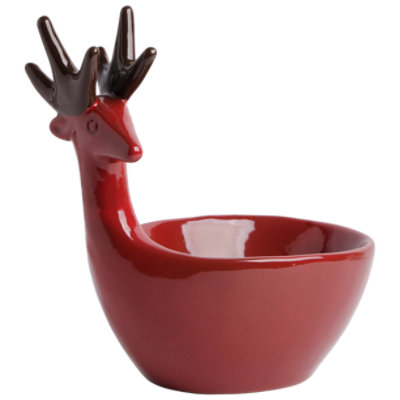 Home Essentials & Beyond 9 Inch High Red Reindeer Bowl - Each - Image 1