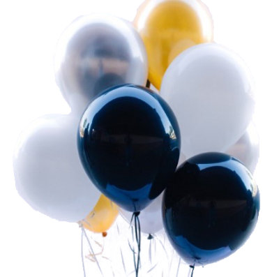 Black White And Gold Balloons Latex Dozen - Each - Image 1