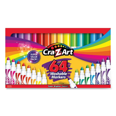 Cra-Z-Art Washable Markers, Broad Bullet Tip, Assorted Colors, 64/Set - Image 1