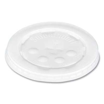 SOLO Polystyrene Plastic Flat Straw-Slot Cold Cup Lids, Fits 12 oz to 24 oz Cups, Translucent - 2,000 Count - Image 1