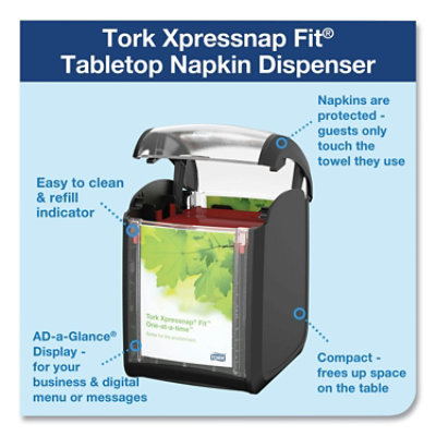 Tork Xpressnap Fit Napkin Dispenser, Tabletop, 4.4 x 5.6 x 6.7, Black - Image 2