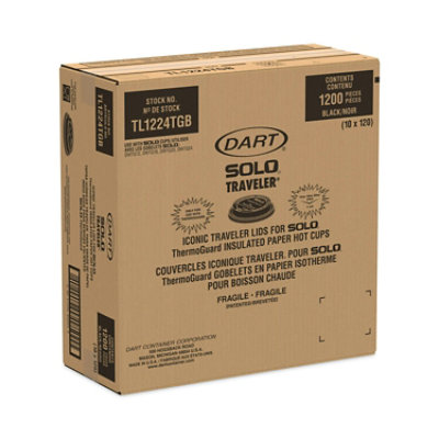 SOLO Solo Traveler Sip Through Lids for ThermoGuard Hot Cups, Fits 12, 16, 20, 24 oz, Black - 1,200 Count - Image 2