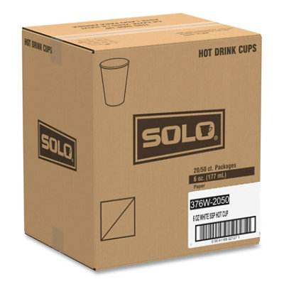 SOLO Single-Sided Poly Paper Hot Cups, 6 Oz, White - 1,000 Count - Image 2