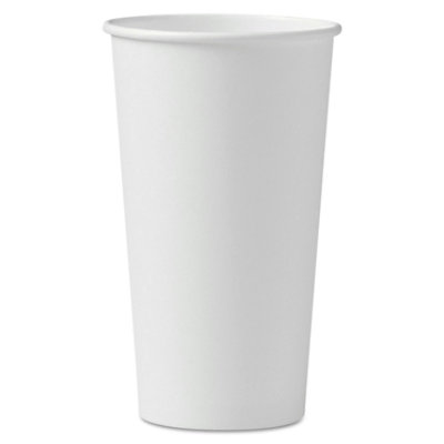SOLO Single-Sided Poly Paper Hot Cups, 20 oz, White - 600 Count - Image 1