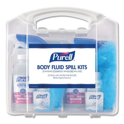 PURELL Body Fluid Spill Kit, 4.5" x 11.88" x 11.5", One Clamshell Case with 2 Single Use Refills/Carton - Image 1