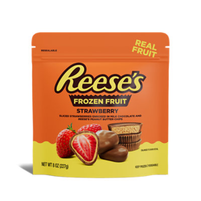 Reese's Strawberry Slices In Milk Chocolate Peanut Butter Chip Frozen Fruit Resealable - 8 Oz