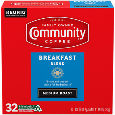 Community Coffee Breakfast Blend Medium Roast Single Serve Box - 32 Count