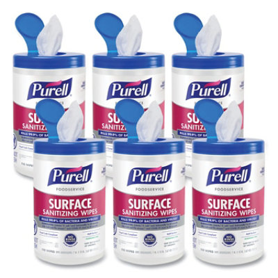 PURELL Foodservice Surface Sanitizing Wipes, 1-Ply, 10 x 7, Fragrance-Free, White - 660 Count - Image 1