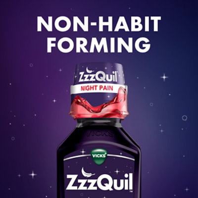 Vicks Zzzquil Night Pain Liquid Nighttime Sleep Aid Pain Reliever Midnight Berry - 12 Fl. Oz. - Image 5