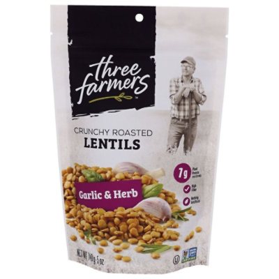 Three Farmers Garlic and Herb Roasted Lentils - 140 Gram (Pack of 6) - Image 1
