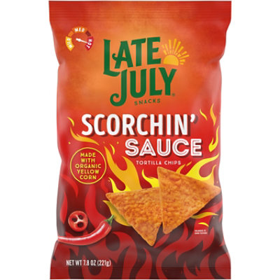 LATE JULY Snacks Scorchin' Sauce Corn Tortilla Chips - 7.8 Oz. - Image 1