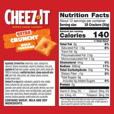 Cheez-It Extra Crunchy Cheese Crackers Bold Cheddar Baked Snack Crackers - 12.4 Oz - Image 3