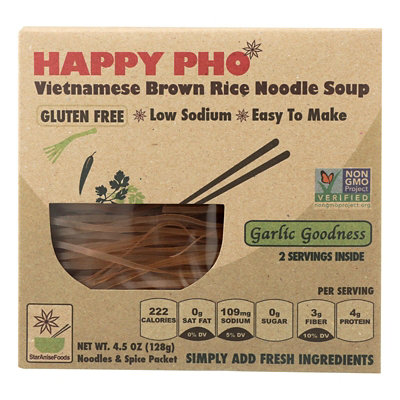 Star Anise Foods Happy Pho Noodle Soup Vietnamese Brown Rice Garlic Goodness Box Gluten Free - 4.5 oz (Pack of 6) - Image 1