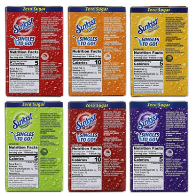 Sunkist Soda Singles to Go Drink Mix Variety Pack, 1 Orange, 1 Grape, 1 Pineapple, 1 Lemon Lime, 1 Strawberry, 1 Red Punch, 1 CT - Image 2