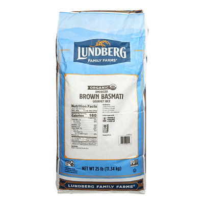 Lundberg Family Farms Organic Gluten Free Rice Brown Basmati - 25lb bag. - Image 1